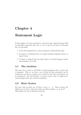 Chapter 4 Statement Logic