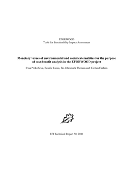 Monetary Valuation of Environmental Externalities for the Purpose of Cost