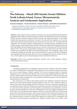 The February ‒ March 2019 Seismic Swarm Offshore North Lefkada