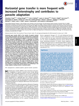 Horizontal Gene Transfer Is More Frequent with Increased