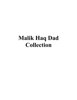 Malik Haq Dad Collection Malik Haq Dad Collection Acc.No