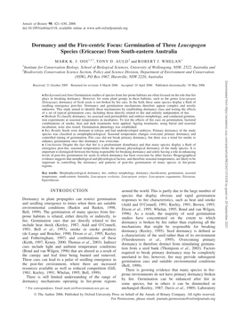 Dormancy and the Fire-Centric Focus: Germination of Three Leucopogon Species (Ericaceae) from South-Eastern Australia