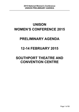 Unison Women's Conference 2015 Preliminary Agenda 12