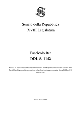 Senato Della Repubblica XVIII Legislatura Fascicolo Iter DDL S