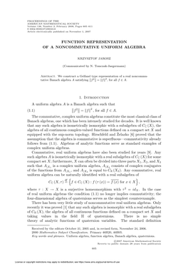 Function Representation of a Noncommutative Uniform Algebra