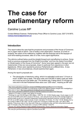 The Case for Parliamentary Reform