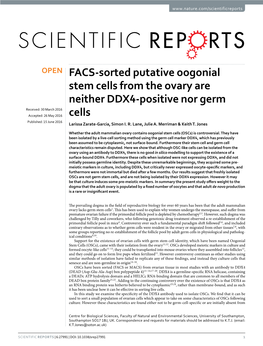 FACS-Sorted Putative Oogonial Stem Cells from the Ovary Are Neither