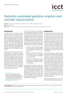 Naturally Aspirated Gasoline Engines and Cylinder Deactivation