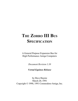 The Zorro Iii Bus Specification