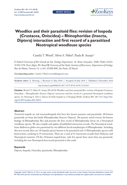 Woodlice and Their Parasitoid Flies: Revision of Isopoda (Crustacea