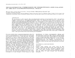 Developmental Expression Oe Neurotensin and Galanin In