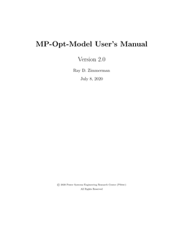 MP-Opt-Model User's Manual, Version