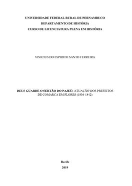 Universidade Federal Rural De Pernambuco Departamento De História Curso De Licenciatura Plena Em História