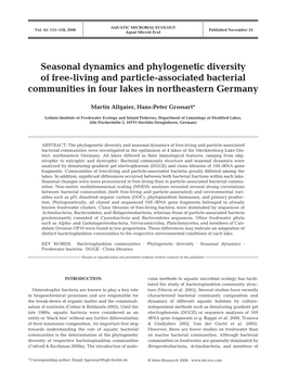 Seasonal Dynamics and Phylogenetic Diversity of Free-Living and Particle-Associated Bacterial Communities in Four Lakes in Northeastern Germany