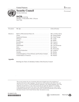 S/PV.8428 Briefings by Chairs of Subsidiary Bodies of the Security Council 17/12/2018