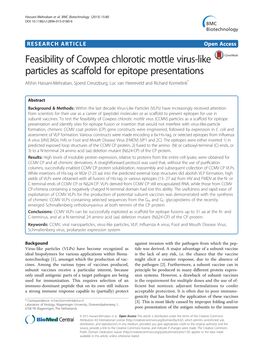 Feasibility of Cowpea Chlorotic Mottle Virus-Like Particles As Scaffold for Epitope Presentations