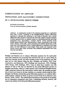 Computation of Impulse Initiation and Saltatory Conduction in a Myelinated Nerve Fiber