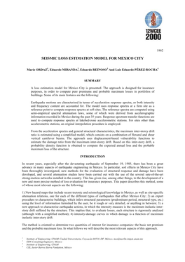 Seismic Loss Estimation Model for Mexico City