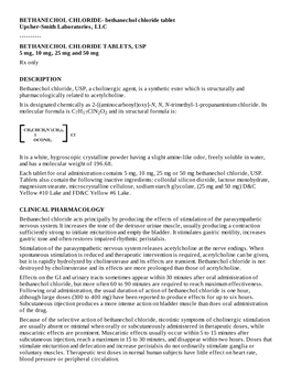 BETHANECHOL CHLORIDE TABLETS, USP5 Mg, 10 Mg, 25 Mg