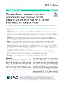 The Association Between Involuntary Subordination and Common Mental