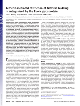 Tetherin-Mediated Restriction of Filovirus Budding Is Antagonized by the Ebola Glycoprotein