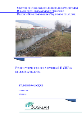 Etude Hydraulique De La Riviere « Le Gier » Et De Ses Affluents