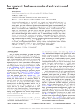 Low Complexity Lossless Compression of Underwater Sound Recordings