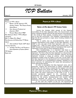 IDP Bulletin IDP Bulletin Issue 2 January, 2003