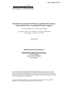 Hard Real Time Quick EXAFS Data Acquisition with All Open Source Software on a Commodity Personal Computer Brookhaven National L