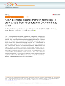 ATRX Promotes Heterochromatin Formation to Protect Cells from G-Quadruplex DNA-Mediated Stress