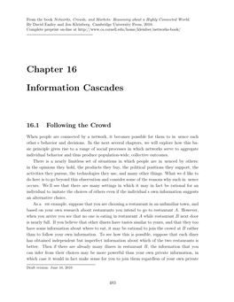 Chapter 16 Information Cascades