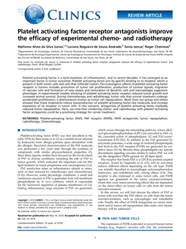 Platelet Activating Factor Receptor Antagonists Improve the Efficacy Of