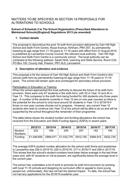 Matters to Be Specified in Section 15