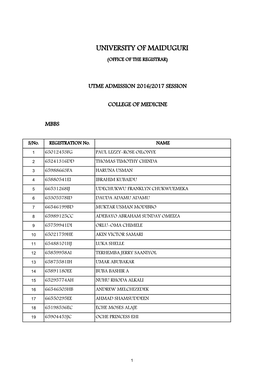 Unimaid Utme 2016 2017 First Batch