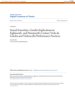 And Nineteenth-Century Viola Da Gamba and Violoncello Performance Practices Sarah Becker Trinity University, Sbecker@Trinity.Edu