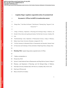 Arginine Finger Regulates Sequential Action of Asymmetrical Hexameric