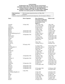 Convention, Supplementary to the Warsaw Convention