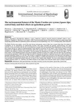 The Environmental Features of the Monte Corchia Cave System (Apuan Alps, Central Italy) and Their Effects on Speleothem Growth