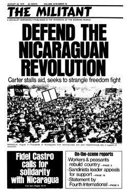 Fidel Castro Calls Lor Solidarity Wnh Nicaragua