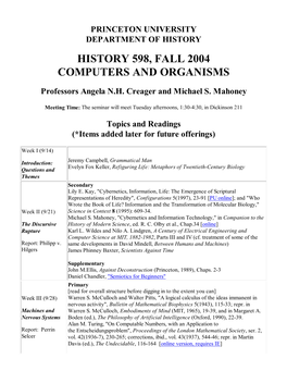 History 598, Fall 2004