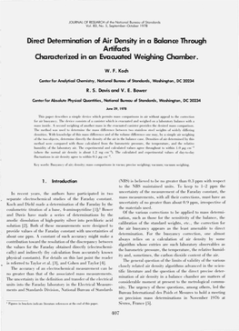 Direct Determination of Air Density in a Balance Through Artifacts