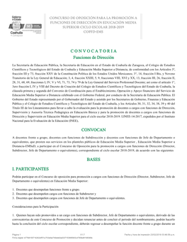 Convocatoria Del Estado De Coahuila