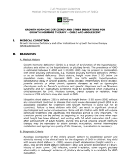 Growth Hormone Deficiency and Other Indications for Growth Hormone Therapy – Child and Adolescent