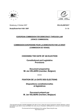 CHOOSING the DATE of an ELECTION Constitutional And