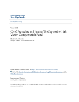 The September 11Th Victim Compensation Fund