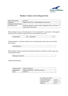 Members' Library Service Request Form