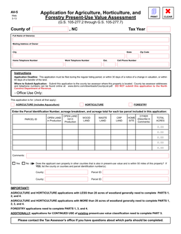 Application for Agriculture, Horticulture, and Forestry Present-Use Value