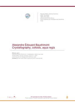 Alexandre Édouard Baudrimont: Crystallography, Colloids, Aqua Regia