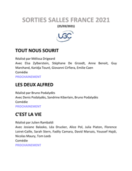 Sorties Salles France 2021 (25/03/2021)