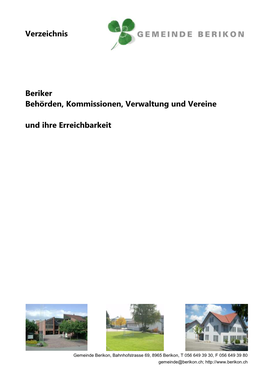 Beöhrden, Kommissionen, Verwaltung Und Ihre Erreichbarkeit Im Jahr 2010